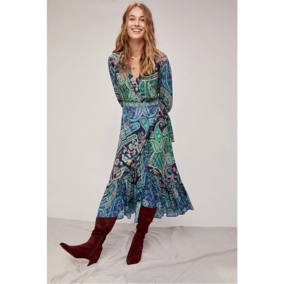 NWT FARM RIO ANTHROPOLOGIE WRAP MIDI DRESS - Picture 7 of 16